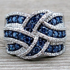 Anello Elegante con Design a Fascia Completa di Colore Blu per Donne - Product Image 3