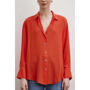 Camisa de Viscosa Naranja para Mujer, con Botones, Estilo Casual para el Día a Día, Blusa de Chifón - Product Image 5