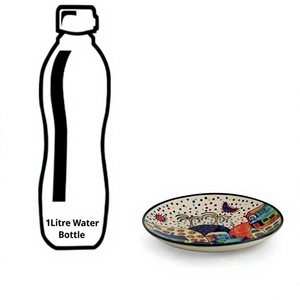 Handmade Ceramic Round Plate Cartoon Village Design 300mm Diameter <b>Table</b> Decoration <b>Mats</b> & Pads - Product Image 1