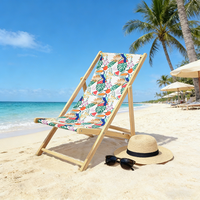 Chaise de plage pliable en bois avec logo personnalisé, promotionnelle, avec tissu remplaçable pour événements publicitaires, bars, branding extérieur