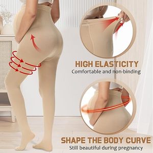 Collants de compression personnalisés pour femmes enceintes, grande taille, 20-30 mmHg, collants de compression de maternité, leggings à bout ouvert pour femmes - Product Image 4
