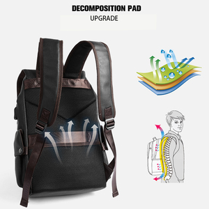 Custom Logo PU Leather Laptop <strong>Backpack</strong> <strong>Black</strong> Leather Bags Men Business Laptop <strong>Backpack</strong> for Men - Product Image 3