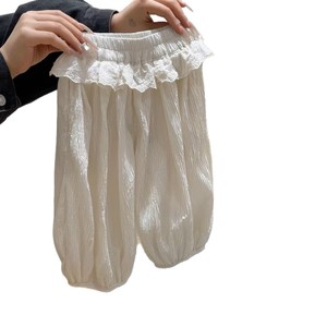 Tongxingyuan Baby Girl Summer Lantern Pants Solid Color Cotton Pleated Lightweight Mosquito Proof Bottoms - Product Image 5