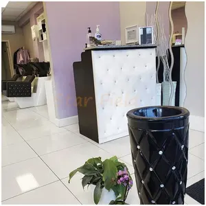 Luxury Modern Small Classic Front Diamond Tufted Office Hair Spa Beauty Counter Reception Desk For Salon