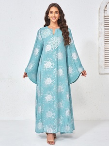 2026 Diamonds Eid Mubarak <span class=keywords><strong>Djellaba</strong></span> pour Femme, Robe Musulmane Imprimée, Abaya, Jalabiya Islamique, Caftan Marocain Femme, Kaftan, Style Dubaï Turquie - Product Image 1