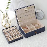Boîte à bijoux de style nordique grande capacité, double couche, organisateur de boucles d'oreilles, bagues et colliers, étui de rangement pour femmes, cadeau