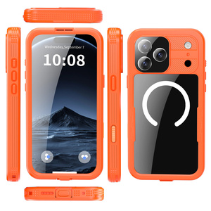 Custodia Impermeabile Lusso Arancione Antipolvere Subacquea per iPhone 17 Pro Max, Custodia Mars Resistente all'Acqua con Cinghia da Polso - Product Image 2