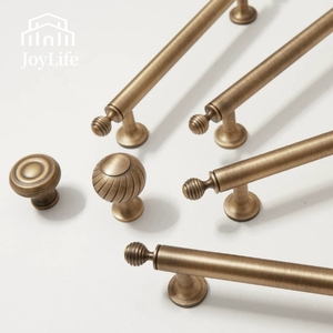JOYLIFE Gagang Kabinet Kuningan Padat Gaya Prancis Amerika, Gagang Laci Minimalis Modern untuk Lemari Pakaian Dapur - Product Image 1