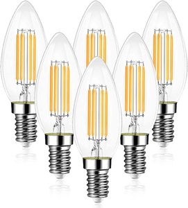 6 pezzi lampadine a candela a filamento LED E14 4W, 40W equivalente, C35 SES Small Edison vite lampadine a Led, bianco caldo, Non dimmerabile - Product Image 1