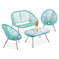 Style chaud 4 pièces en acier Patio Conversation loisirs jardin rotin canapé ensemble pour balcon extérieur Acapulco canapé chaise ensemble
