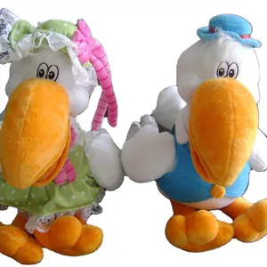 Özel logo dolması leylek kuş oyuncak hediye promosyon özelleştirilmiş peluş yumuşak leylek kuş hayvanlar oyuncak çocuklar için