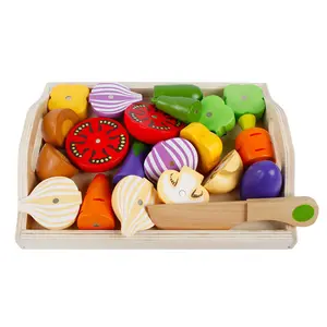 COMMIKI Pretend Play Magic Food Wooden Toy Food Wholesale Wooden Vegetable B Set Vegetables Toys For Kids