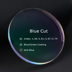 1.56 bleu coupe optique Lentes résine revêtement vert verres de lunettes lentille ophtalmique à vision unique