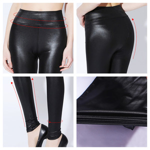 Leggings da <span class=keywords><strong>donna</strong></span> a vita alta in pelle sintetica <span class=keywords><strong>pantaloni</strong></span> elastici in vita Fitness <span class=keywords><strong>pantaloni</strong></span> Skinny elasticizzati a matita taglie forti per la primavera inverno - Product Image 4