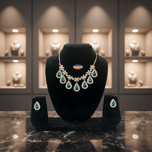 Ensemble de collier et de boucles d'oreilles pendantes élégants, bijoux de mode classiques, design élégant pour les fêtes, les anniversaires, les mariages, les événements du soir, cadeau - Product Image 3