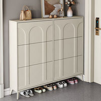 Armoire à chaussures ultra-mince à dessus rabattable Porte noire Meubles d'entrée de style américain pour entrée étroite Couloir Porte-chaussures extérieur