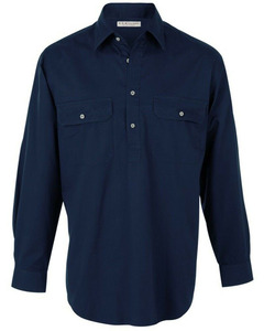 Custom logo <strong>Half</strong> <strong>Button</strong> Front Heavy Cotton High Quality bar Tacks on Pockets Work <strong>Shirt</strong> Casual <strong>Shirts</strong> for Men - Product Image 3