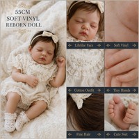 Poupée Reborn de 55 cm, en vinyle souple, jouet compagnon bébé endormi, visage réaliste, cheveux fins, cadeau