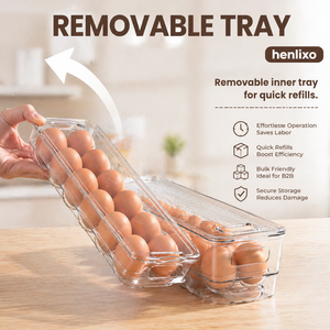 Produit Tendance 2026 : Organisateur d'œufs transparent robuste grande capacité à 32 compartiments avec couvercle pour rangement latéral de réfrigérateur de cuisine - Product Image 6