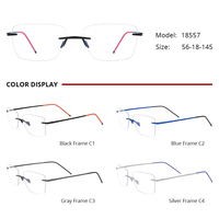 Gafas Borregls con Montura de Titanio sin Aro para Hombre, Diseño de Marca Nuevo 2025, Gafas Cuadradas Ultraligeras para Mujer, Lentes Ópticas 18557
