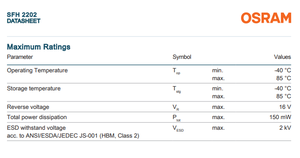 โฟโตไดโอด OSRAM รุ่น SFH 2202 เซ็นเซอร์ 830 นาโนเมตร 2SMD โฟโตไดโอด 830 นาโนเมตร 75 นาโนวินาที 120 °   ชิป LED แบบ 2-SMD - Product Image 3