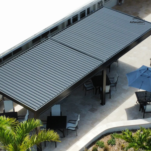 <span class=keywords><strong>Toldo</strong></span> de pérgola de aluminio eléctrico con marco de plástico de tamaño personalizado con control remoto y diseño de persianas - Product Image 4