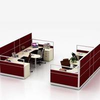 Ensemble de bureau modulaire moderne avec cadre de cabine, armoire de rangement multifonction, assemblage facile, MDF durable et écologique, résistant à l'eau