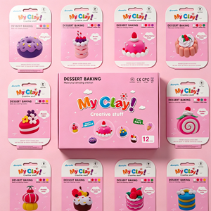 Ensemble de 12 pièces pour desserts et pâtisseries, argile à modeler à séchage à l'air, jouets DIY multicolores non toxiques pour enfants, jeux de simulation et modelage manuel - Product Image 1