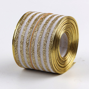 High Quality Glitter <strong>Jute</strong> Wired Burlap Christmas <strong>Ribbon</strong> With Wire - Product Image 4
