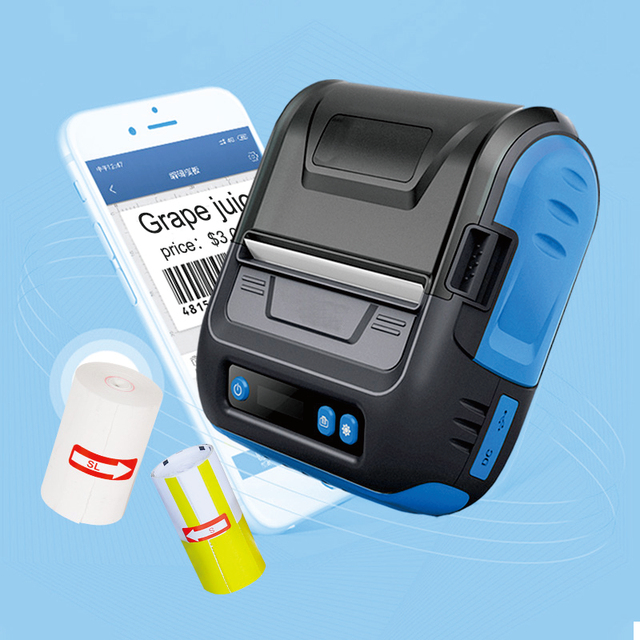 Mini Thermal Business Receipt & Label Printer 80mm Mobile 2-in-1 BT+USB Interface Black and White in Stock