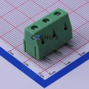 KF128R-7.5-3P Screw Terminal Block Bent Lead Through Hole,P=7.5mm Connector 1x3P 7.5mm Green Right Angle Insert - Product Image 1