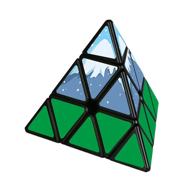 Nuevo 1 de julio Snow Mountain Magic Cube S2 pirámide rompecabezas iluminación descompresión niños pensamiento creativo