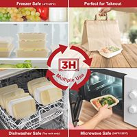 Contenants de préparation de repas réutilisables rectangulaires empilables [Lot de 150, 28 oz] Contenants alimentaires avec couvercles sans BPA, compatibles micro-ondes/lave-vaisselle/congélateur