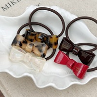 Élastiques à cheveux Tengxing Fashion Bowknot Series, sans dommages, haute élasticité, imprimé léopard, en acétate, pour filles