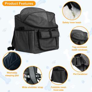 Sac de vélo pour chien pliable et souple avec fenêtres en maille Sac de voyage pour <span class=keywords><strong>animaux</strong></span> de compagnie Porte-panier pour vélo pour chien - Product Image 5