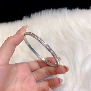 <strong>Sliver</strong> Bracelet Anti Tarnish Women Trendy Got Selling Stainless Steel Waterpoof Jewelry Zircon Bangle CZ Bracelet for Women - Product Image 4