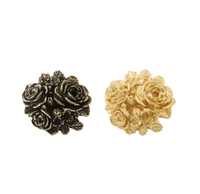 Poignée de porte en laiton motif pivoine, poignée de porte d'armoire en cuivre, crochet décoratif en métal