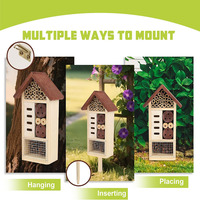 Hôtel à insectes moderne en bois à suspendre et à insérer, deux modes de fixation, pour abri de jardin pour abeilles, papillons, coccinelles et insectes bénéfiques