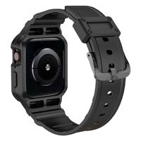 Bracelet de montre Upro Integrated Armor Case pour Apple Watch Series 9 8 7 6 5 4 3, bracelet en silicone TPU antichoc avec boucle