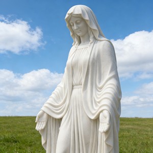 Estatua Religiosa de la Virgen María de Tamaño Real, Hecha a Mano, de Mármol Blanco Natural Europeo, para Jardín o Iglesia - Product Image 6