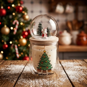 Bougie artisanale en verre double couche de la série Noël avec paillettes en forme de petites étoiles pour la décoration de Noël et de la maison - Product Image 1