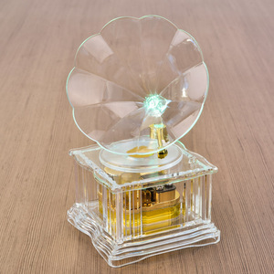 Gramófono de Acrílico Transparente al por Mayor, Caja de Música de Juguete con Luz Colorida, Decoración para el Hogar, Adorno de Mesa - Product Image 3