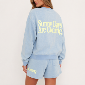 Ensemble streetwear 2 pièces surdimensionné vintage <span class=keywords><strong>pour</strong></span> femme, col rond, imprimé graphique, sweat-shirt et short de sport assortis - Product Image 1