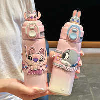 Termo Infantil de Dibujos Animados, Botella de Agua de Acero Inoxidable 316 con Doble Tapa, Judy Nick Stitch, Taza Aislada a Prueba de Fugas