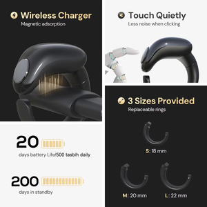 Bague Tasbih Intelligente <span class=keywords><strong>avec</strong></span> <span class=keywords><strong>Boussole</strong></span>, Étanche, Contrôlée par Application, Rappel <span class=keywords><strong>de</strong></span> Prière en Plastique, Réveil Numérique Azan - Product Image 6