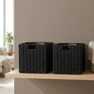 Natural Rectangle Paper Modern Eco-Friendly Multifunction Nesting Storage <b>Baskets</b> with <b>Square</b> Shape and Handle - Product Image 3