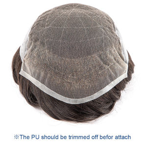 BLT Bella Q6 Parrucchino Ricciolo con Base Sottile in Pelle e Frontale in Pizzo Francese, 100% Capelli Umani Indiani, Protesi Capillare <span class=keywords><strong>di</strong></span> Ricambio per Uomini - Disponibile - Product Image 4