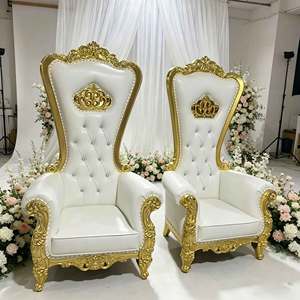 Sedia Nuziale <span class=keywords><strong>in</strong></span> <span class=keywords><strong>Legno</strong></span> Massello Stile Europeo con Schienale Alto, <span class=keywords><strong>Sedie</strong></span> Trono Reali Durevoli per Eventi, Banchetti, Hotel, Ristoranti o Salotti - Product Image 3