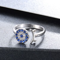 925 Sterling Silver Turkish Evil Eye Rings pour femmes Cubic Zirconia Evil Eye Signet Ring