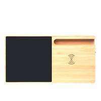 2-in-1 Bambus & Holz Heizplatte 15W Kabelloses Ladegerät mit Schnellheizung für Tassenuntersetzer und Handy-Ladestation Modell YJX-5212